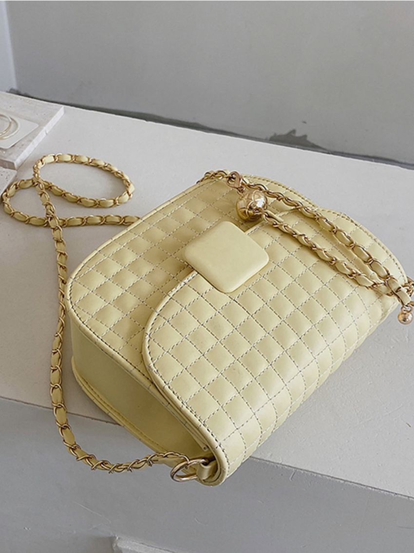 Mini Stitch Detail Flap Chain Saddle Bag