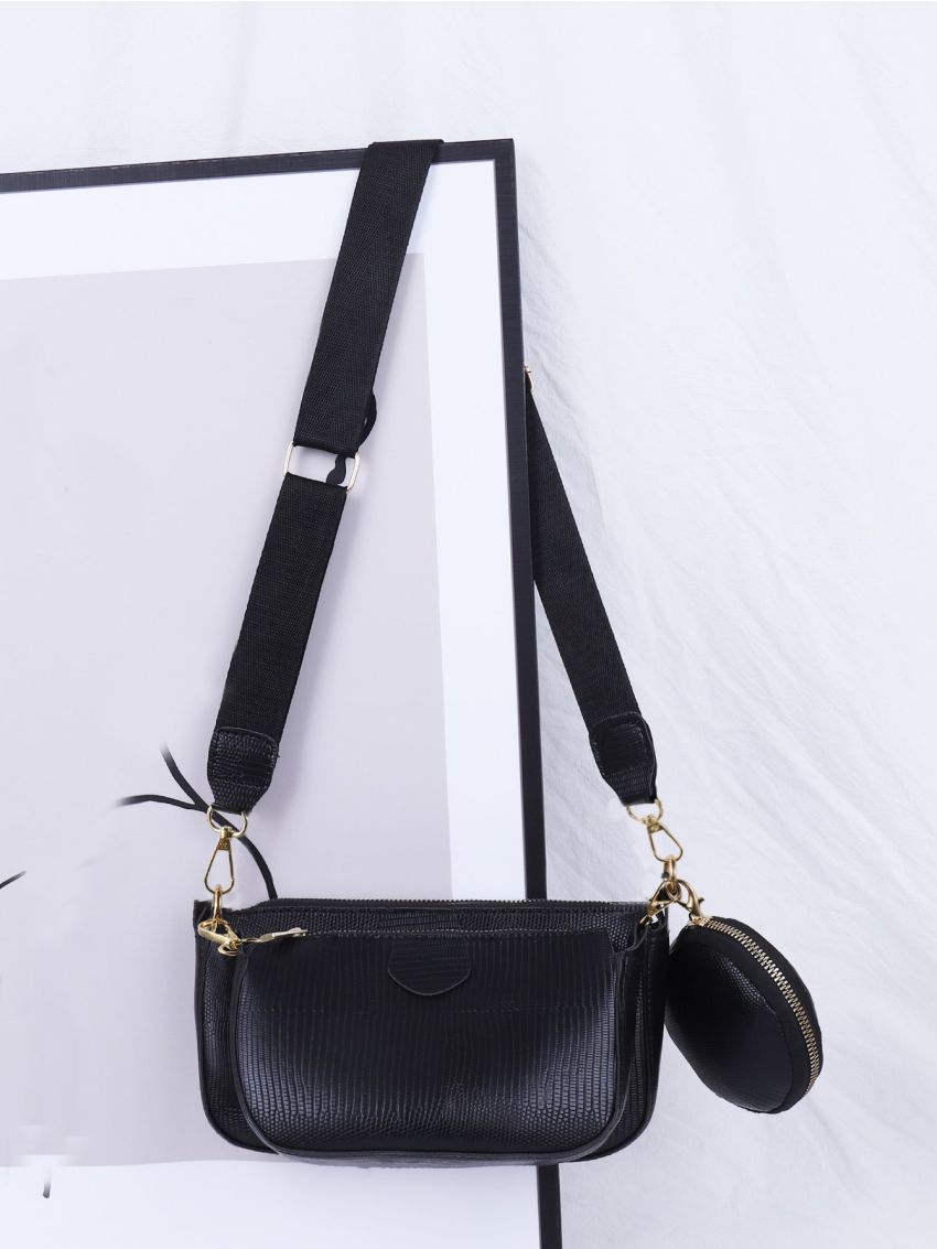 3pcs Lizard Embossed Crossbody Bag Set
