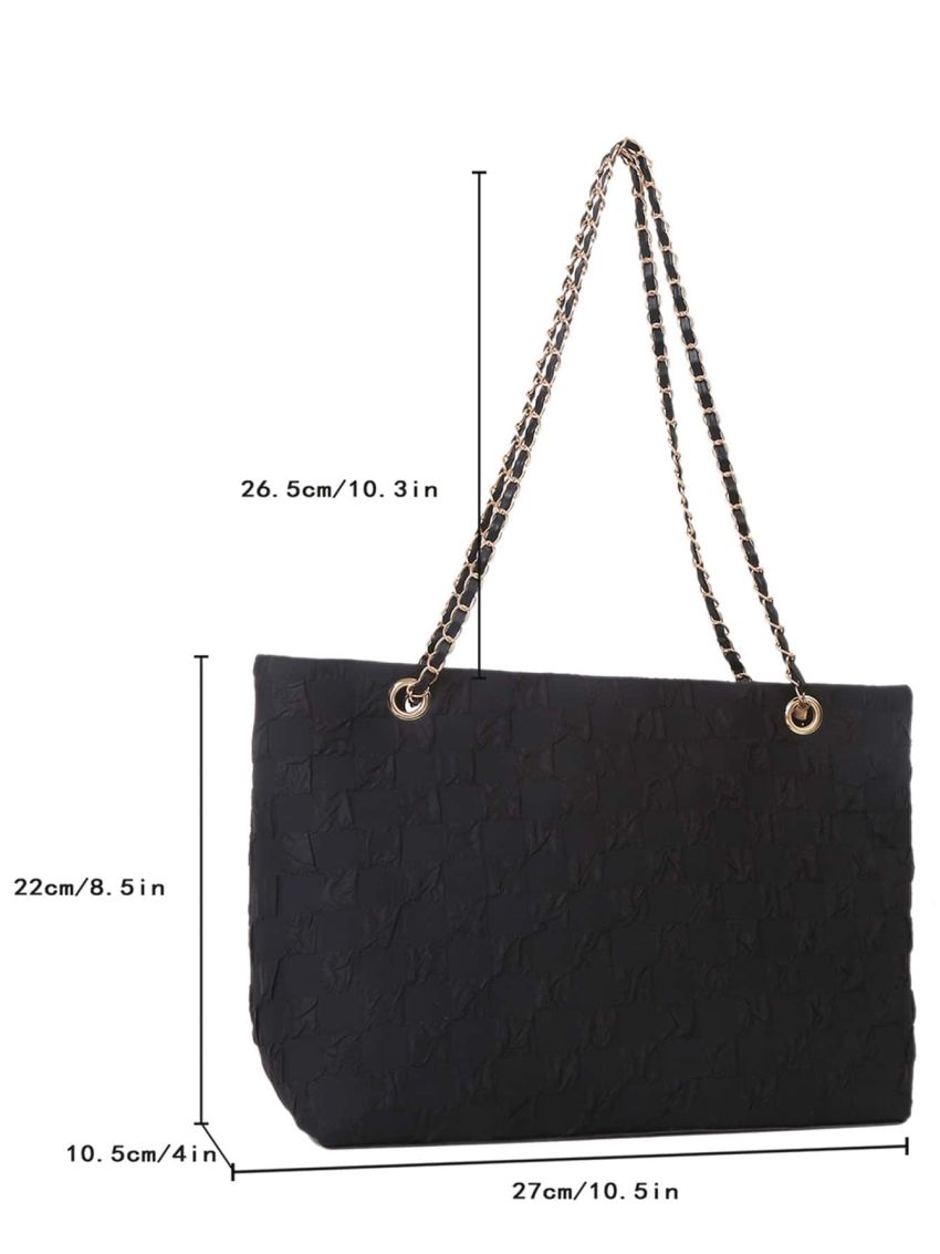 Checkered Textured Chain Square Bag