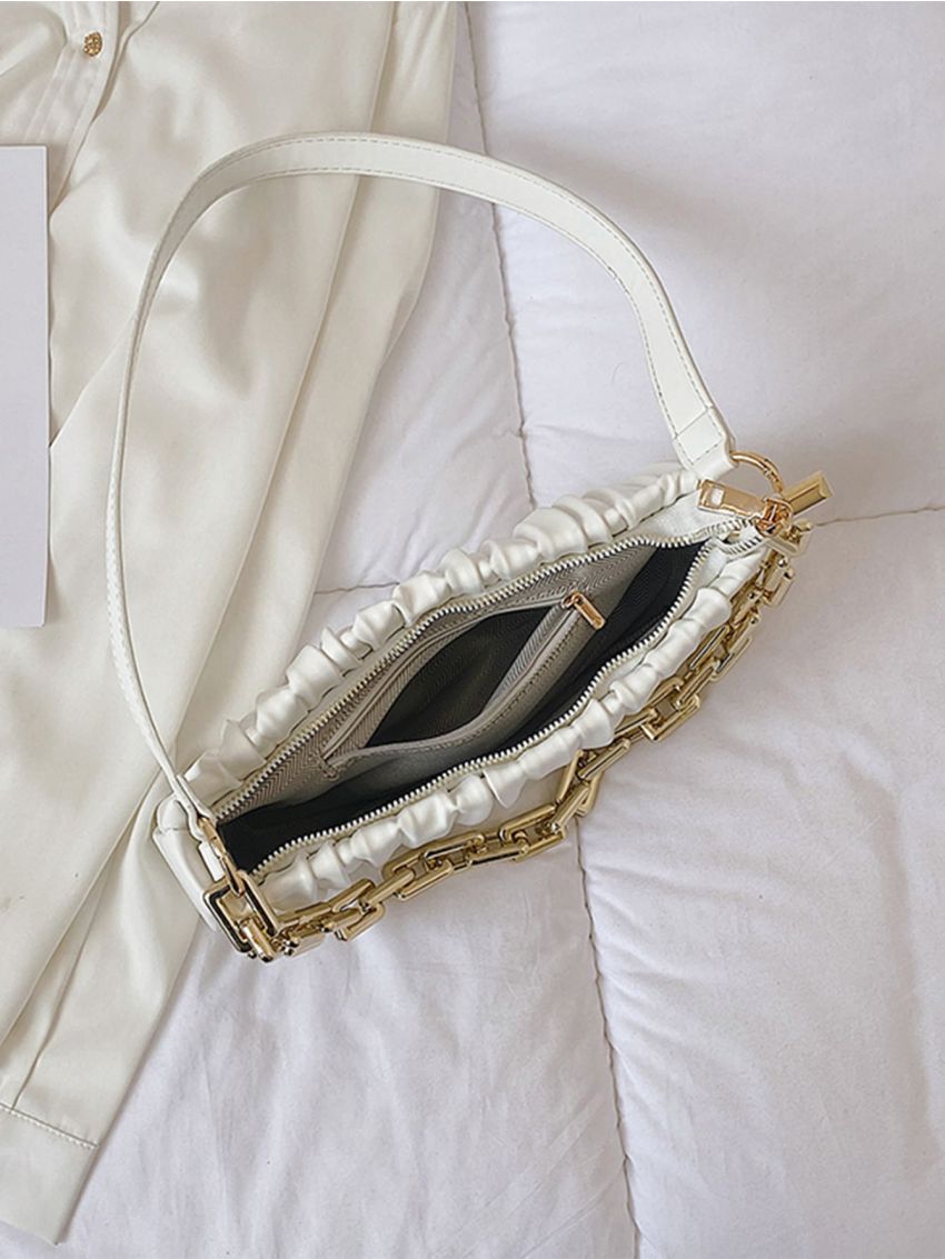 Chain Decor Ruched Bag