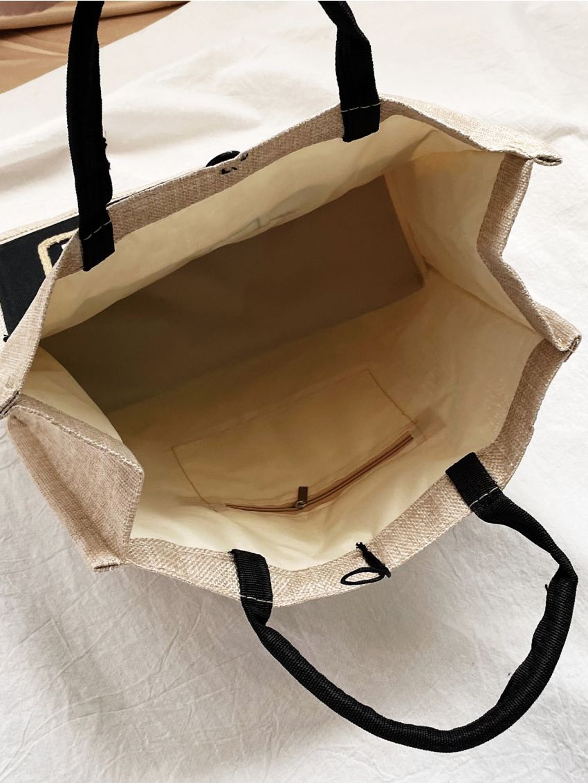 Slogan Graphic Top Handle Bag