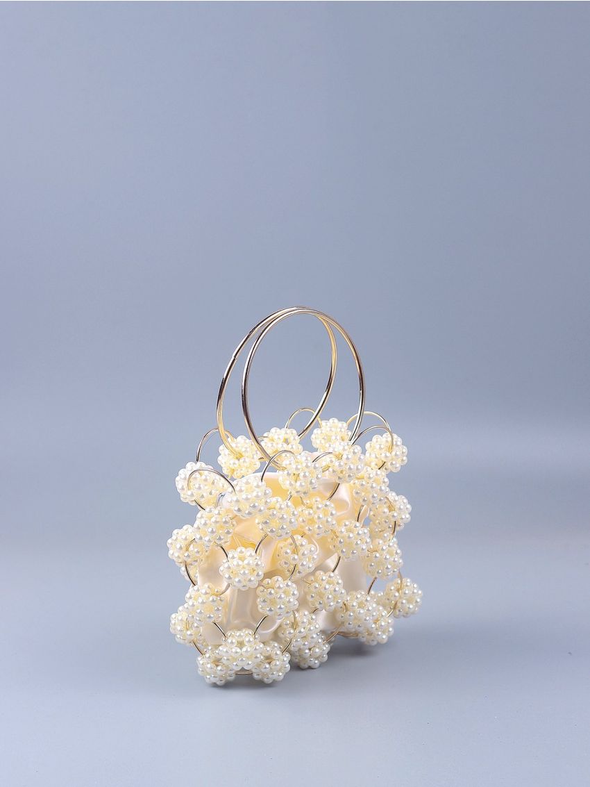 Mini Faux Pearl Decor Top Ring Evening Bag