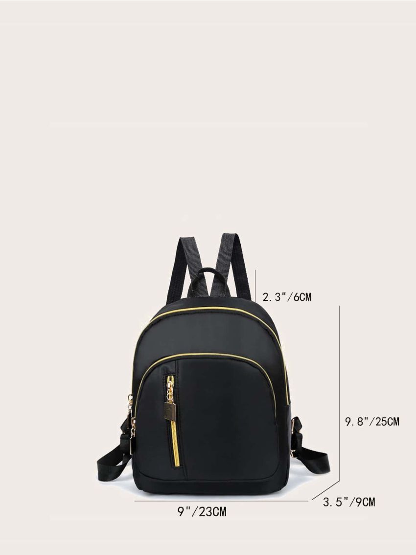 Zip Front Classic Backpack With Square Bag