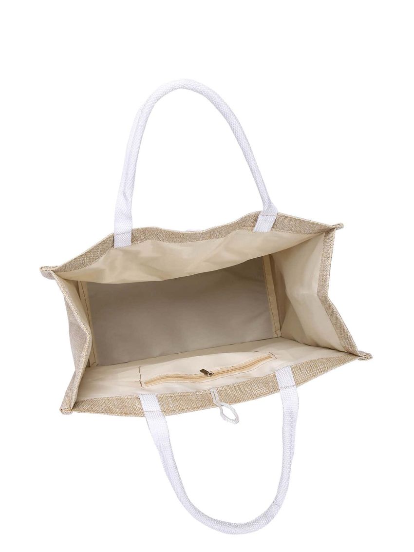 Tassel Charm Letter Graphic Tote Bag