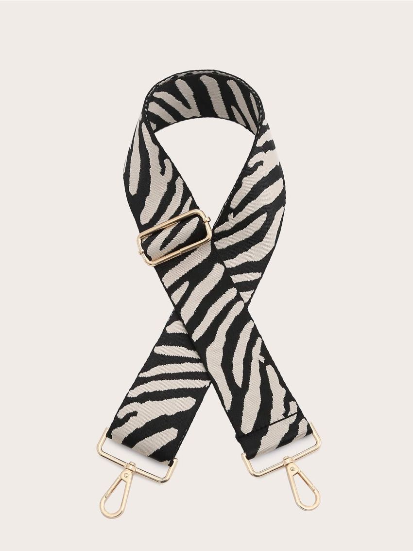 Zebra Striped Pattern Buckle Detail Bag Strap