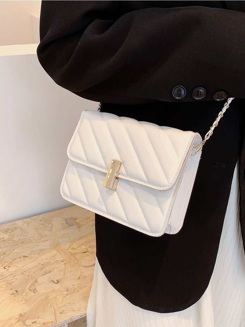 Mini Metal Lock Flap Chain Square Bag