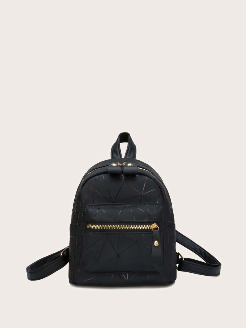 Mini Geometric Pattern Pocket Front Backpack