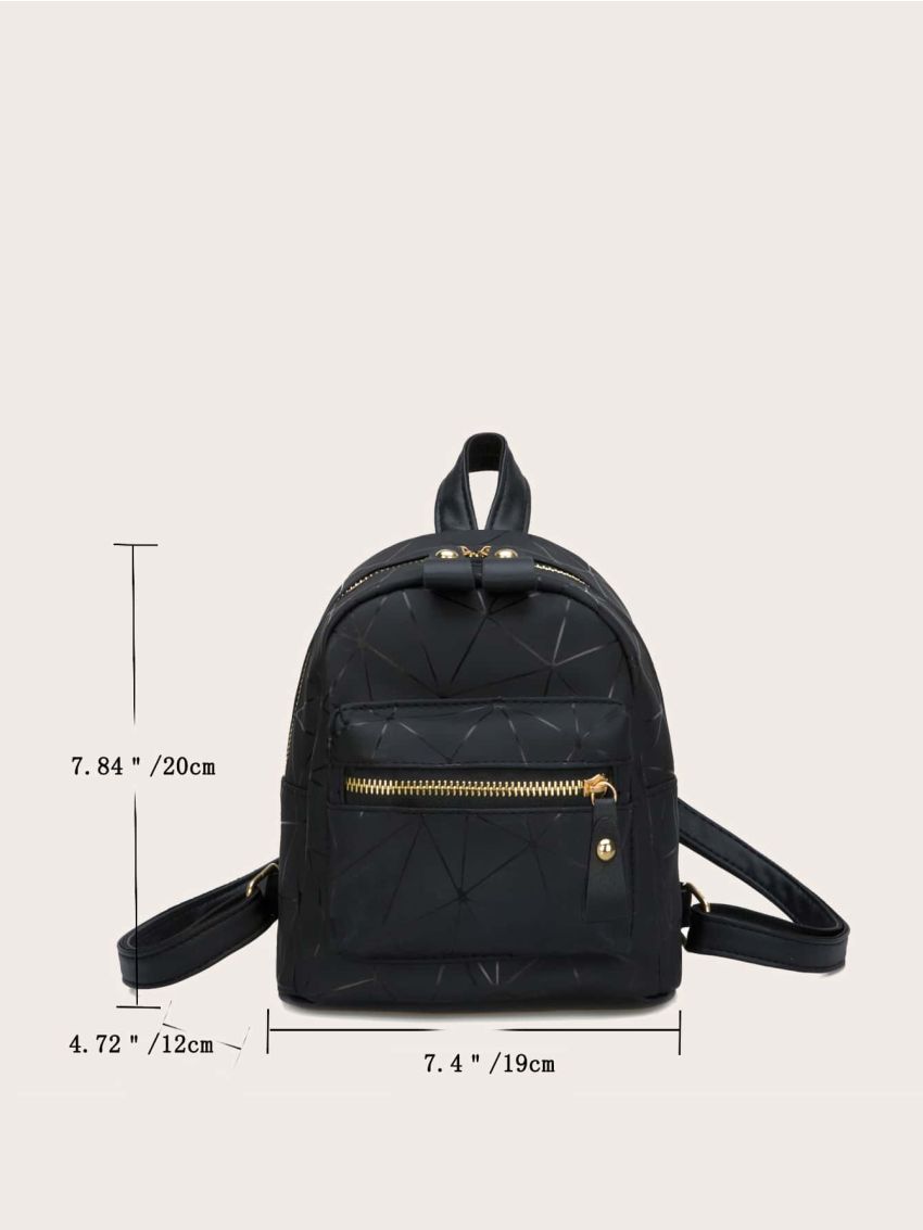 Mini Geometric Pattern Pocket Front Backpack