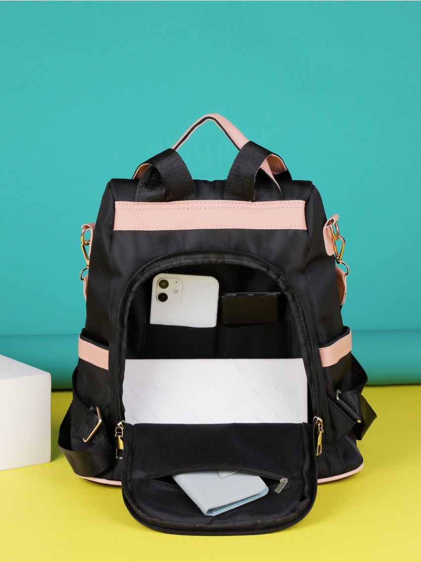 Tassel Decor Colorblock Backpack