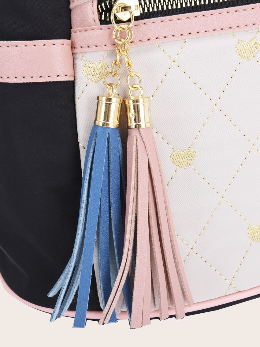 Tassel Decor Colorblock Backpack