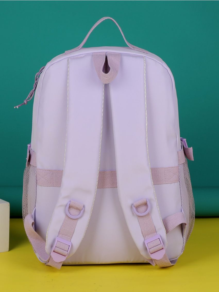 Two Tone Large Capacity Backpack With Cartoon Bag Charm