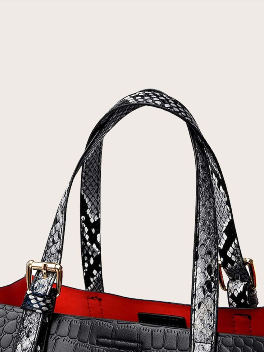 Crocodile Embossed Square Bag