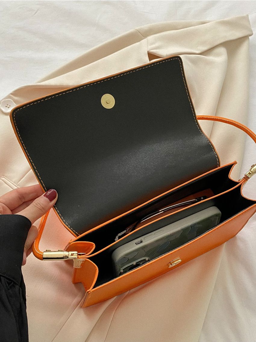 Crocodile Embossed Flap Square Bag