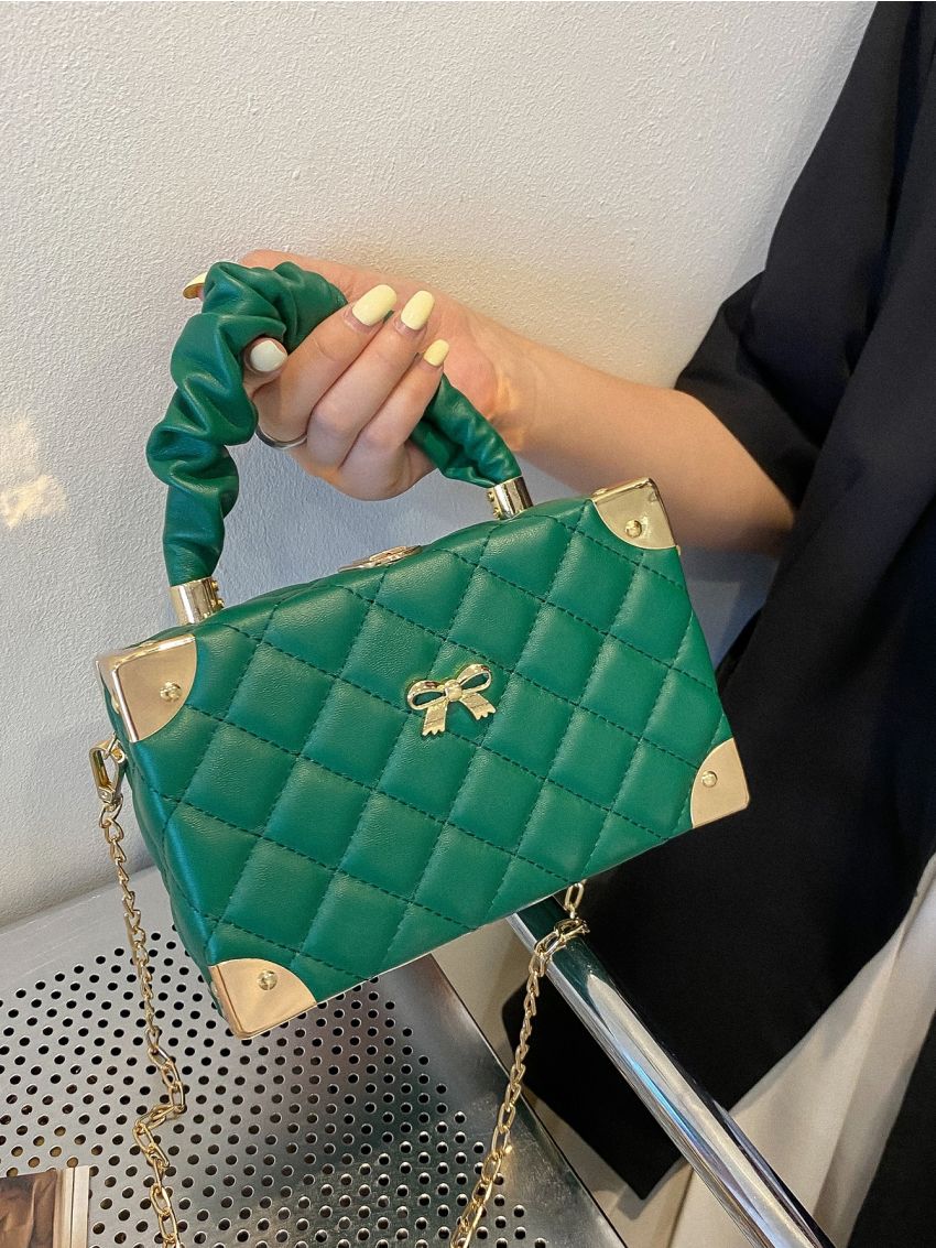 Mini Quilted Bow Decor Box Bag