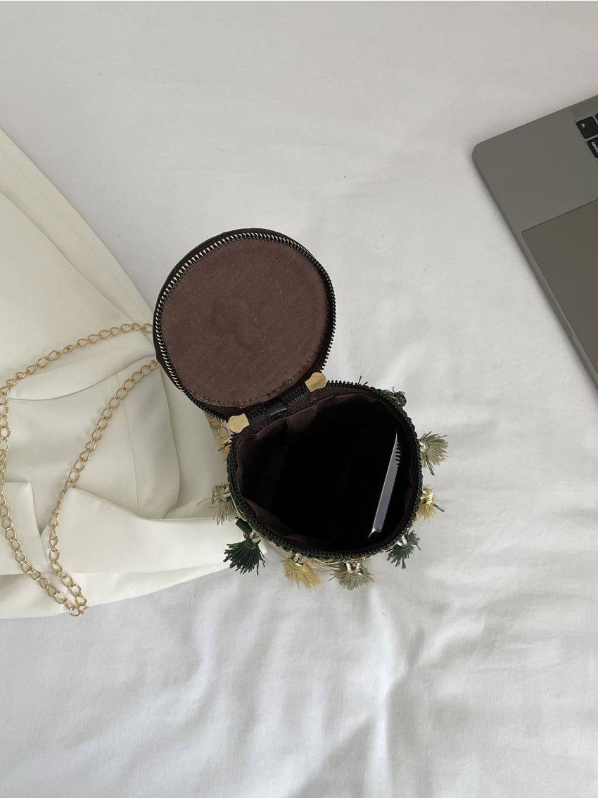 Mini Tassel Decor Straw Bag