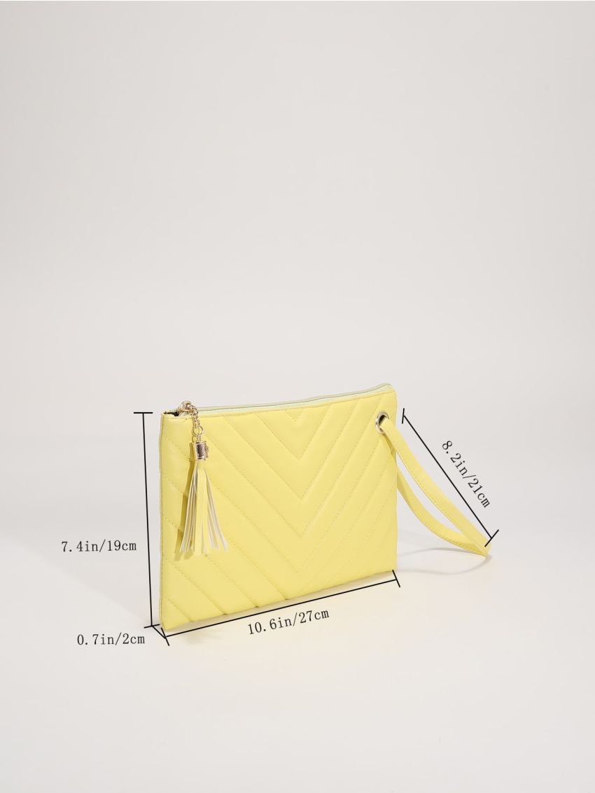 Tassel Decor Chevron Square Bag