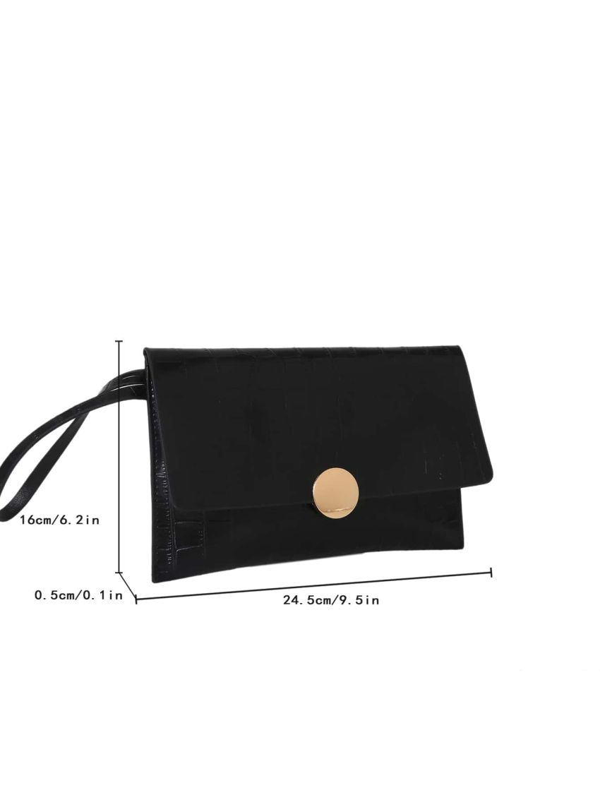 Crocodile Embossed Flap Square Bag