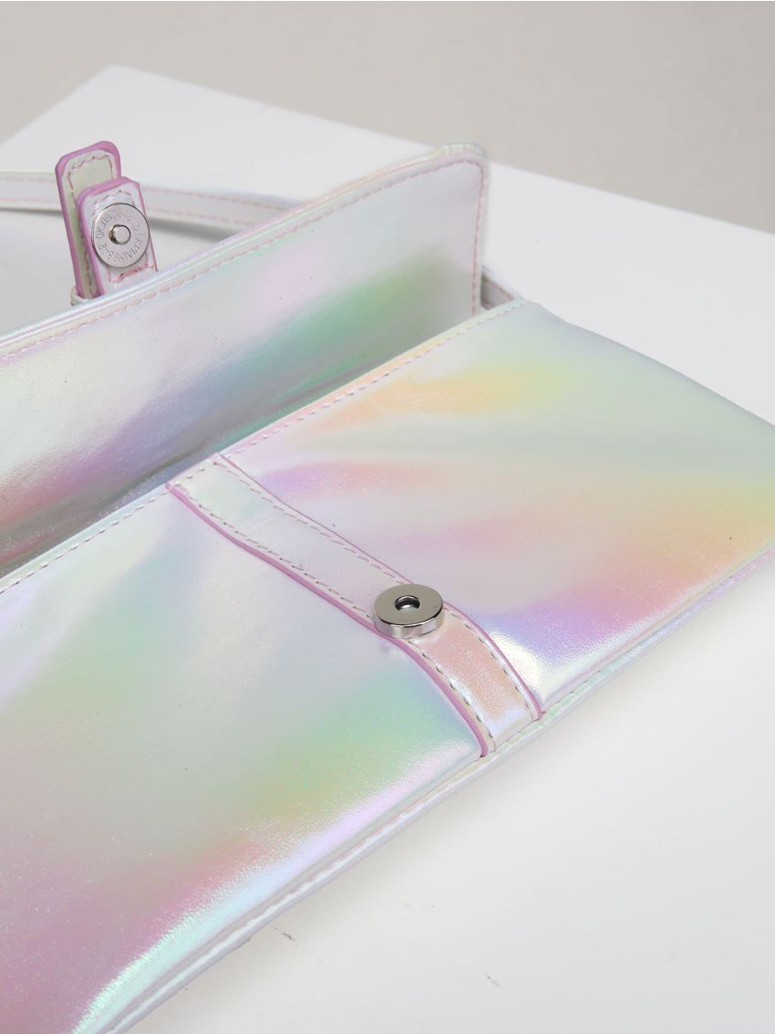 Holographic Buckle Detail Square Bag