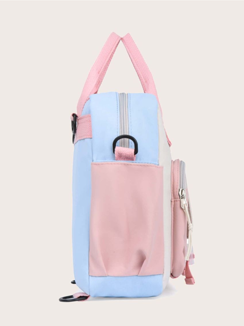 Colorblock Double Zipper Backpack