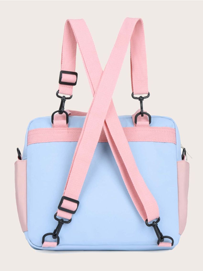 Colorblock Double Zipper Backpack
