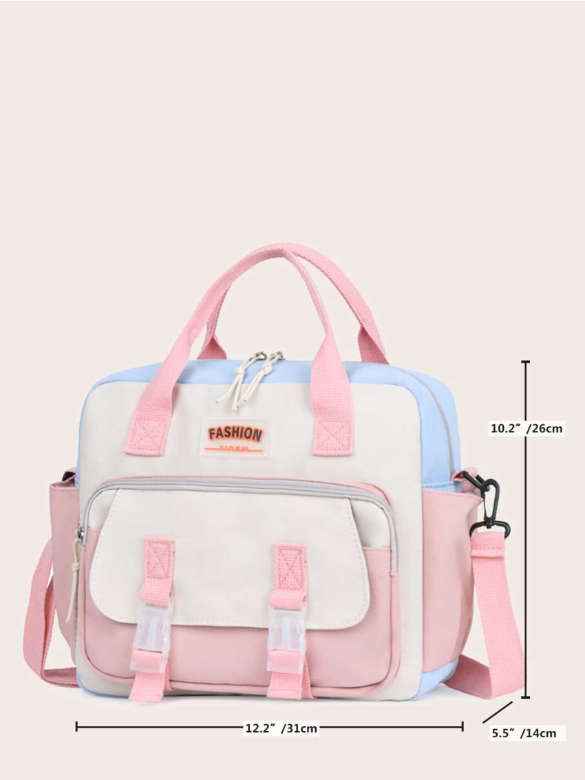 Colorblock Double Zipper Backpack