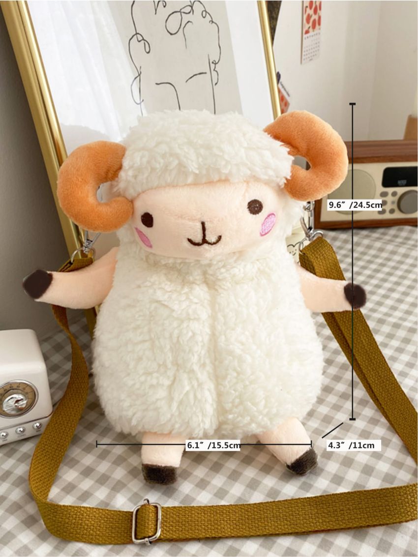 Mini Cartoon Sheep Shaped Fluffy Crossbody Bag
