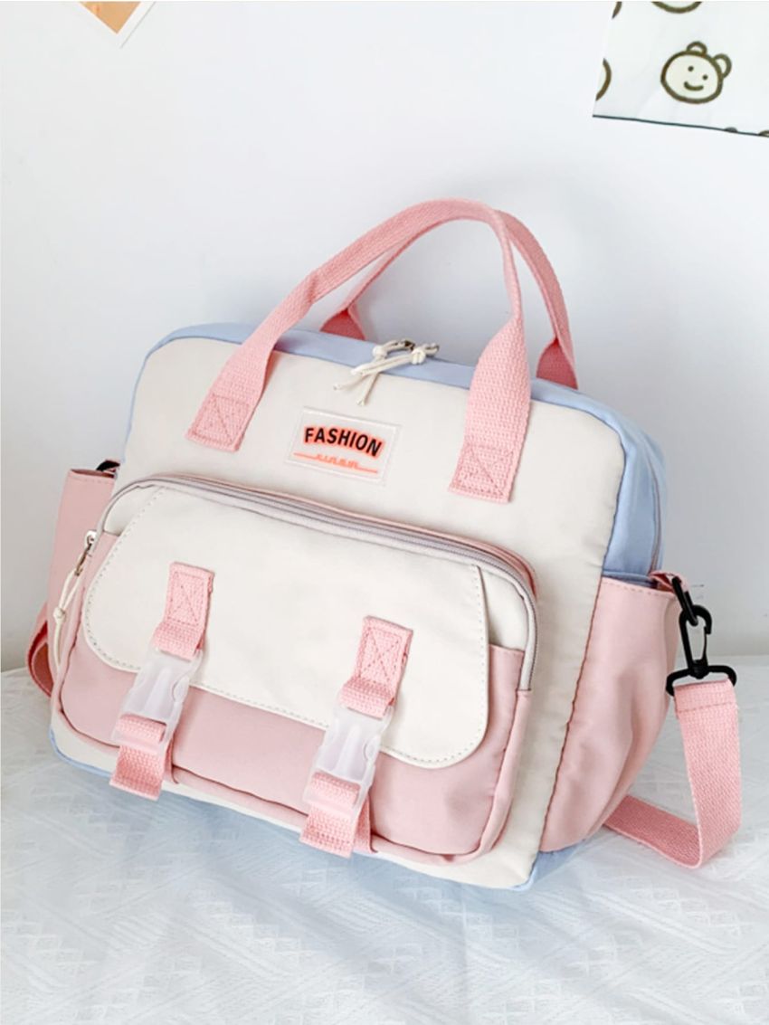 Colorblock Double Zipper Backpack