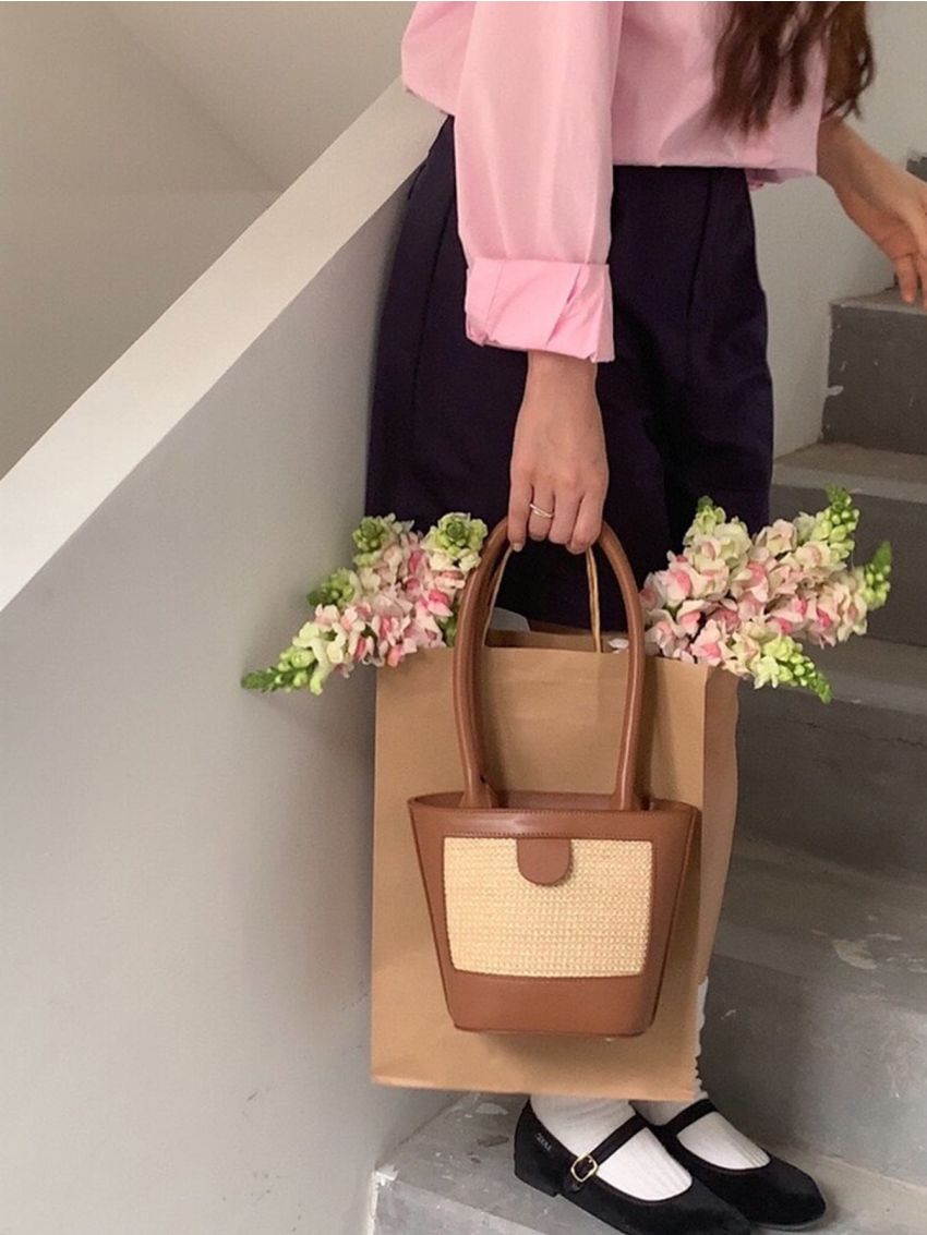 Mini Two Tone Straw Bag