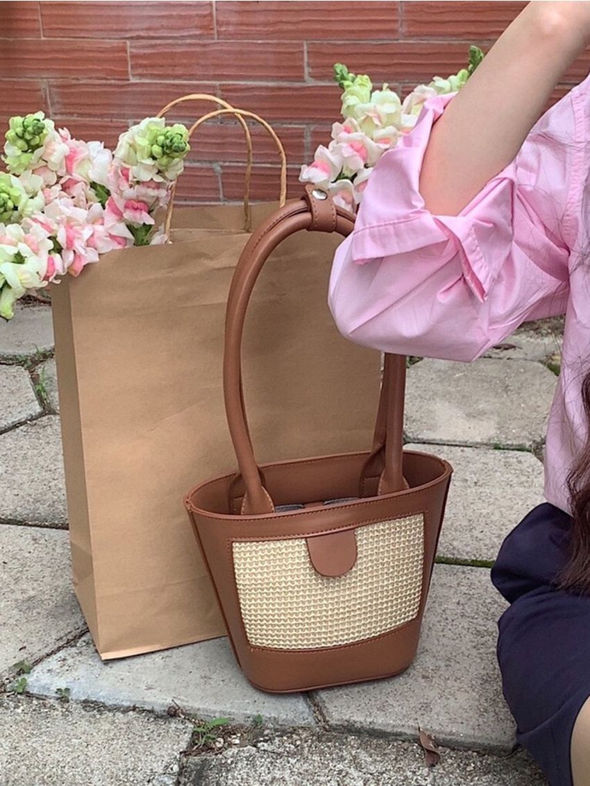 Mini Two Tone Straw Bag