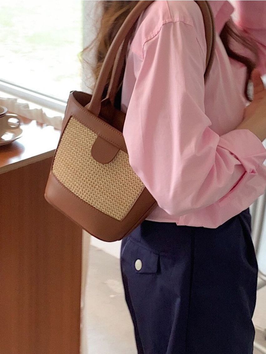 Mini Two Tone Straw Bag