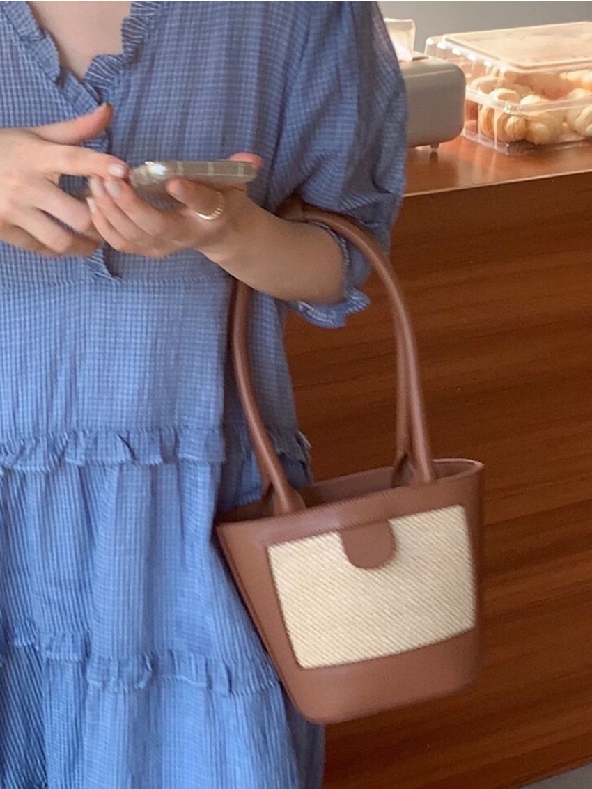 Mini Two Tone Straw Bag