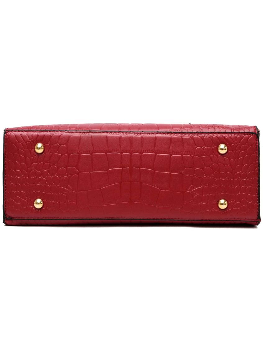 Crocodile Embossed Scarf Decor Square Bag