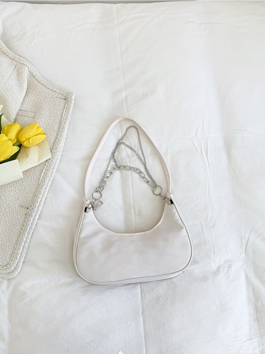 Chain Decor Baguette Bag