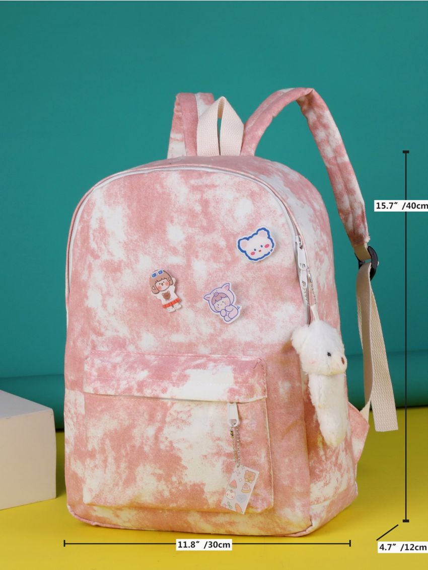 Random Badge Tie Dye Pocket Front Backpack
