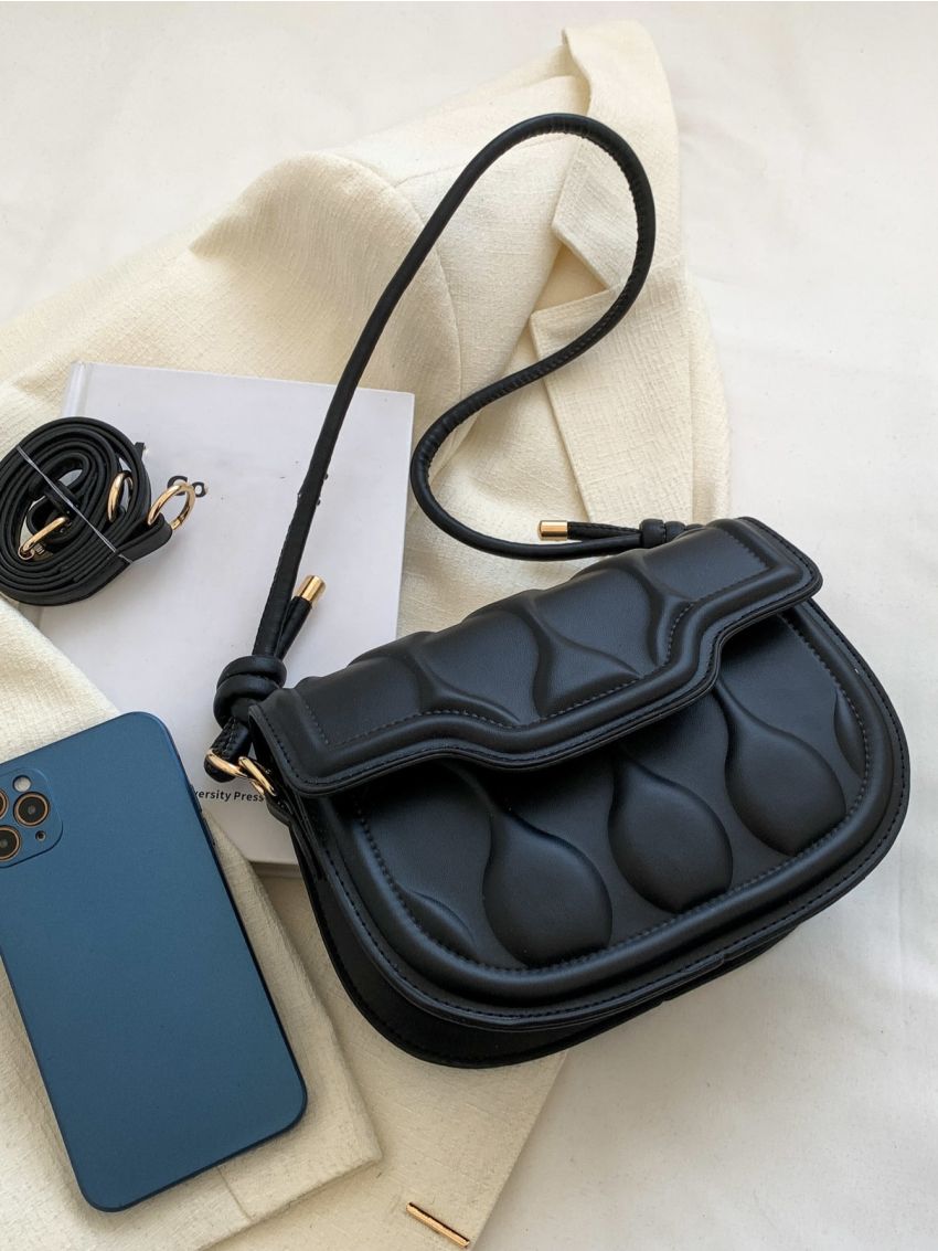 Geometric Embossed Saddle Bag