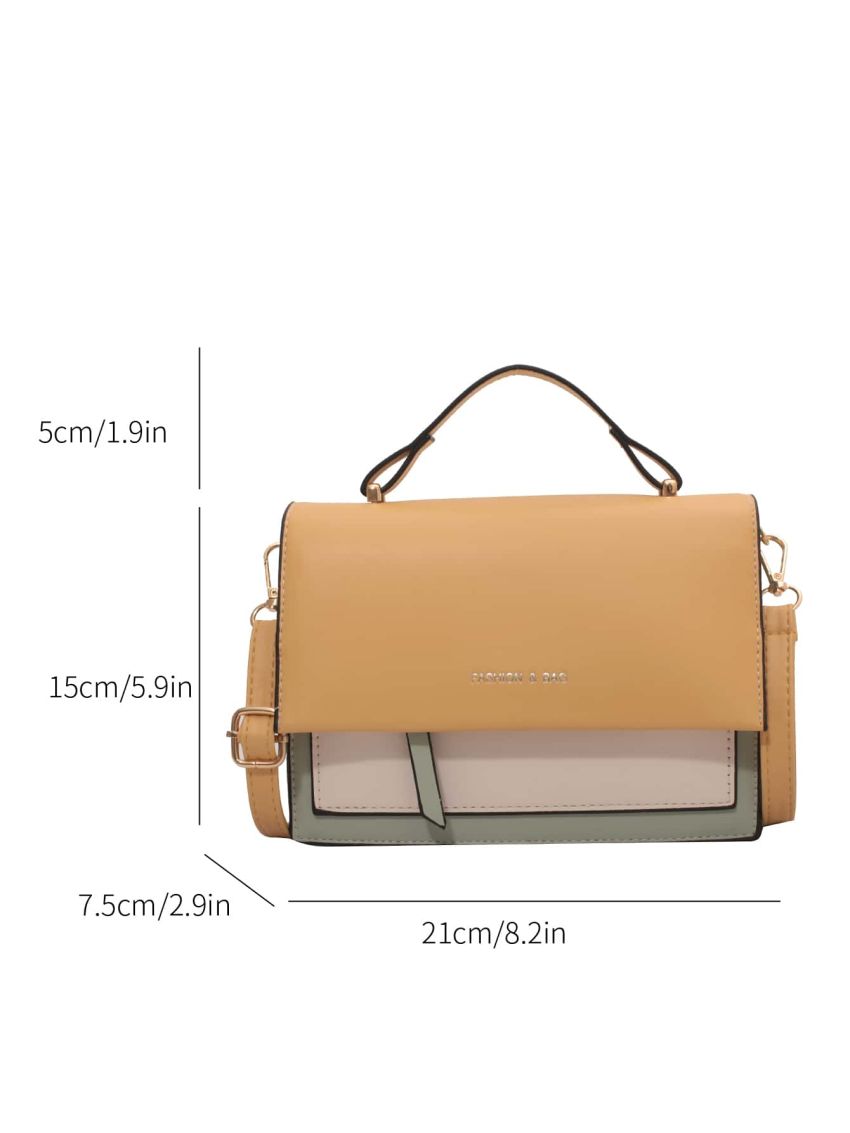 Letter Graphic Flap Square Bag