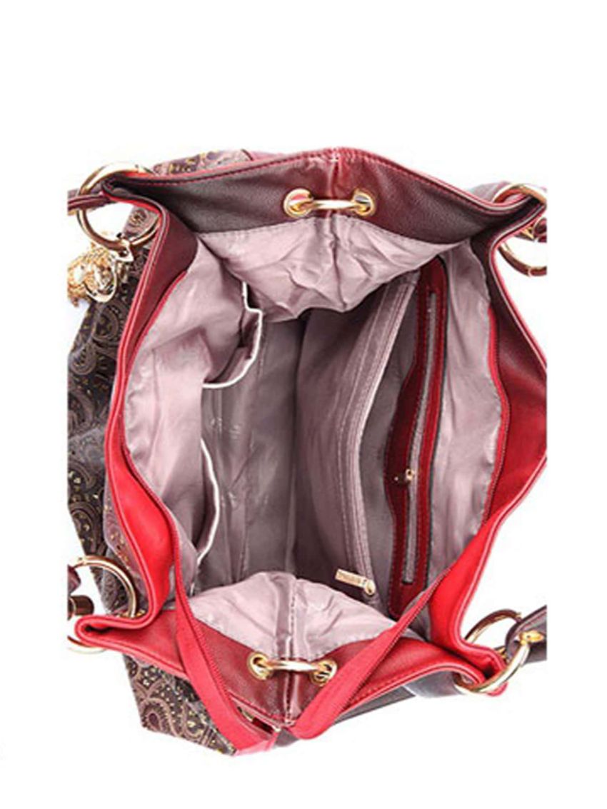 Plant Pattern Hollow Out Shoulder Tote Bag With Bag Charm