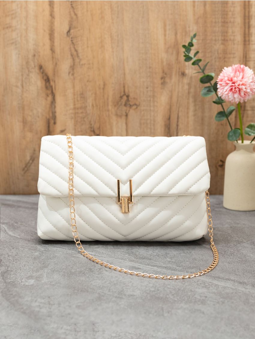 Chevron Pattern Chain Square Bag