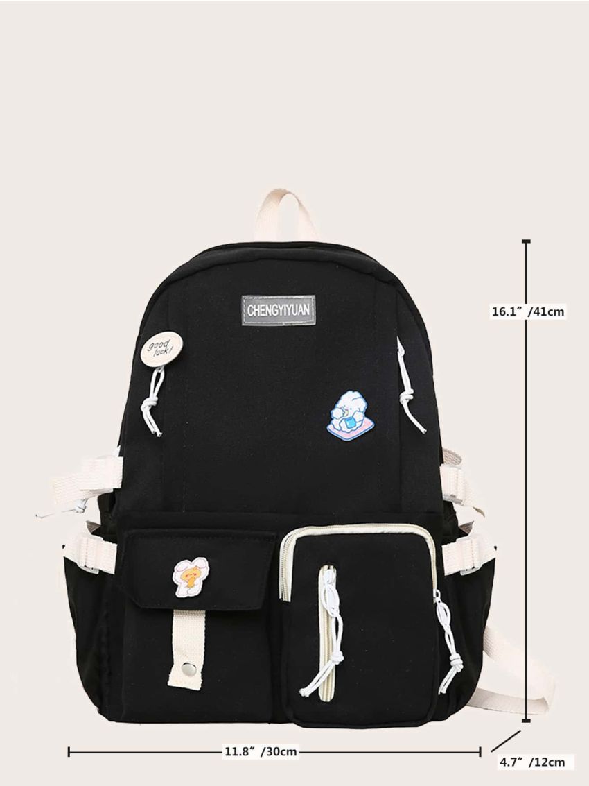 Letter & Cartoon Graphic Functional Backpack