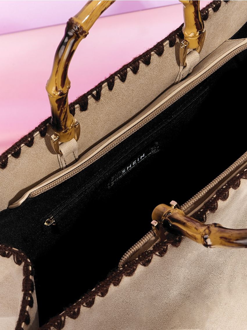 Contrast Binding Top Handle Bag