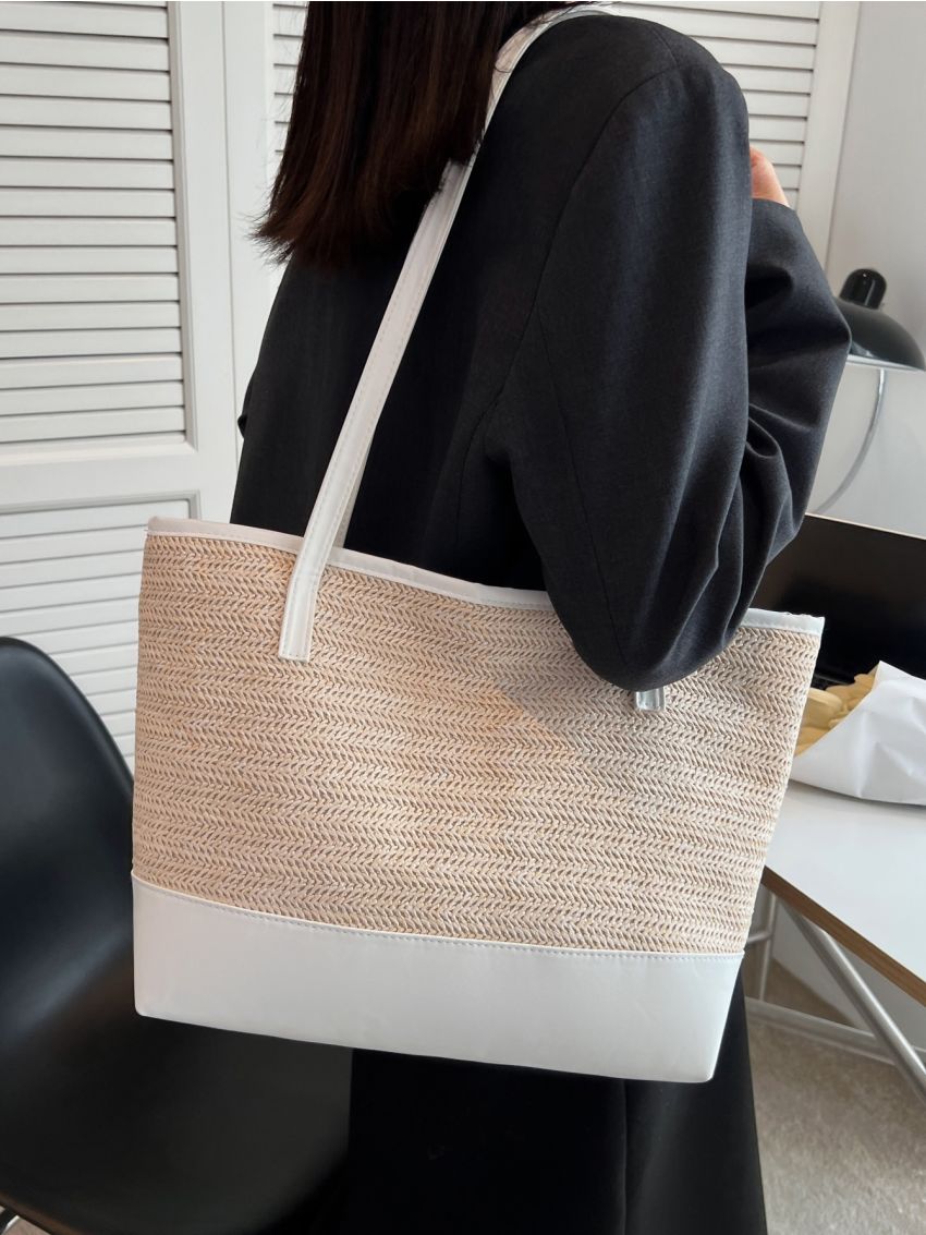 Two Tone Straw Bag