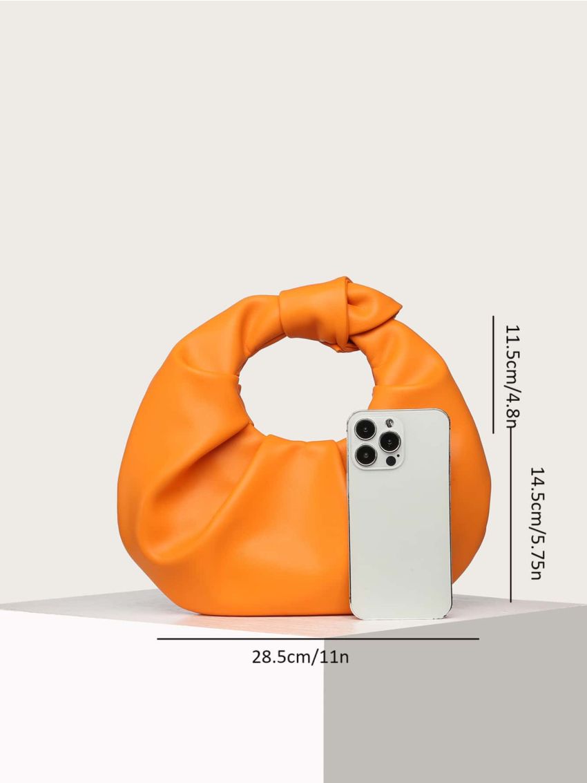 Neon-Orange Ruched Bag