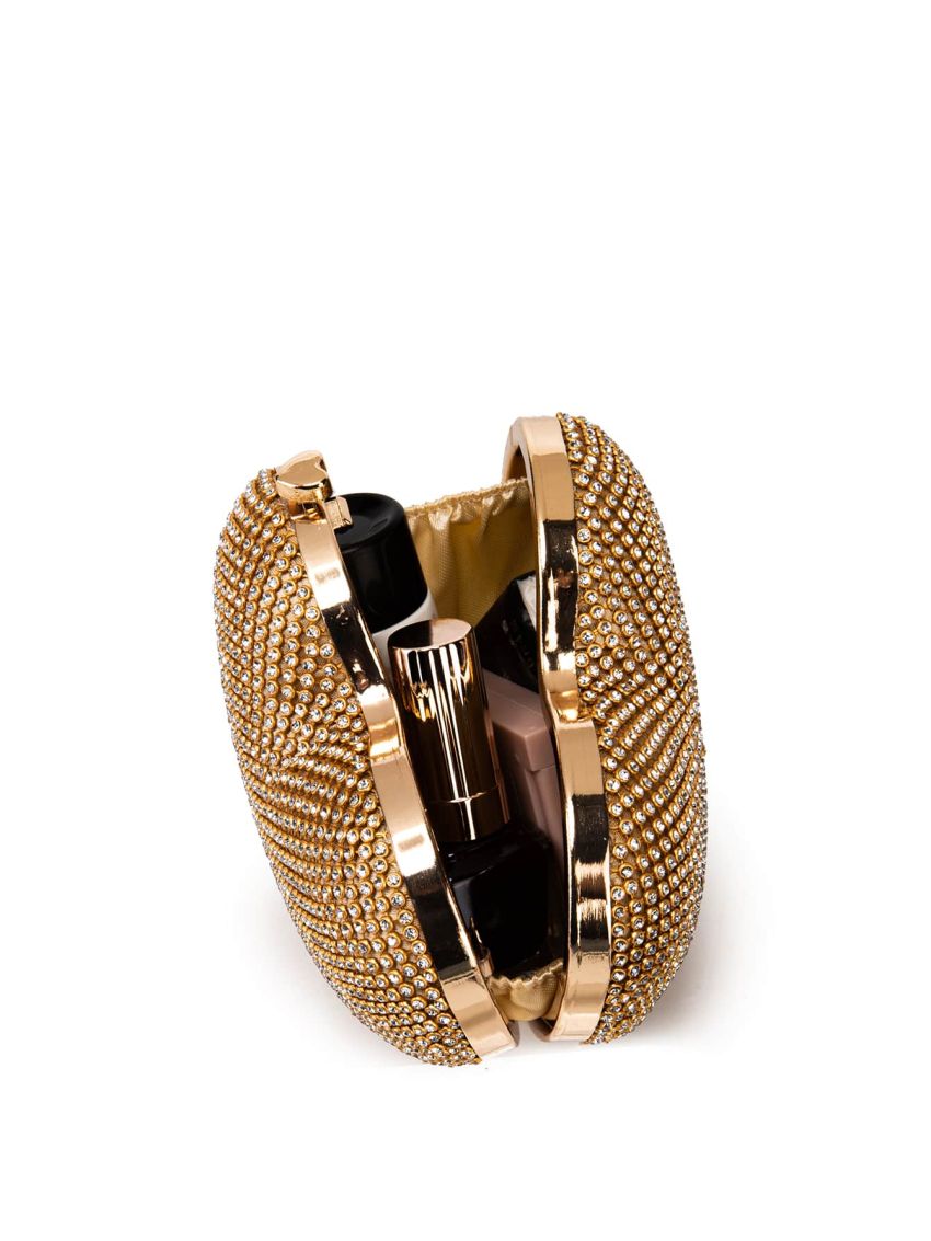 Mini Rhinestone Decor Chain Heart Design Novelty Bag