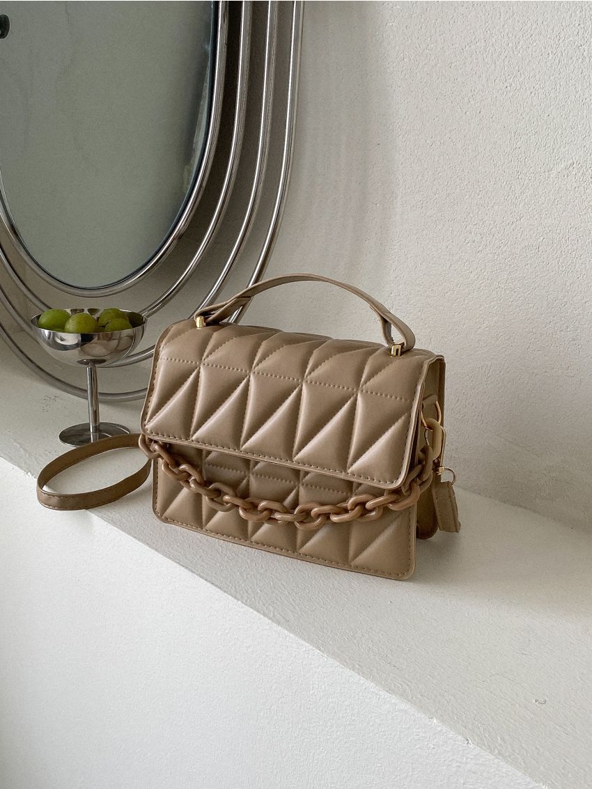 Mini Quilted Chain Decor Square Bag