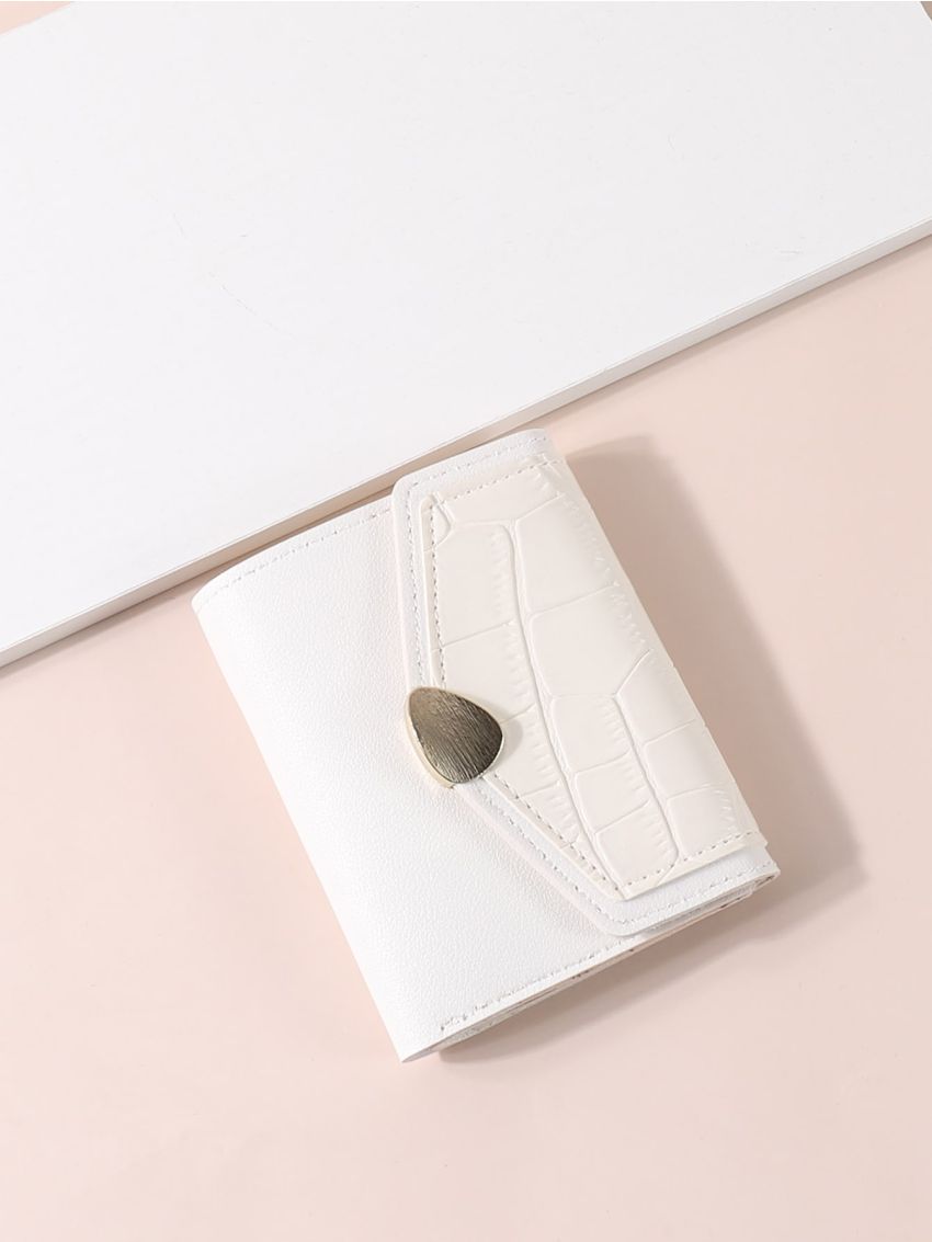 Crocodile Embossed Fold Over Small Wallet