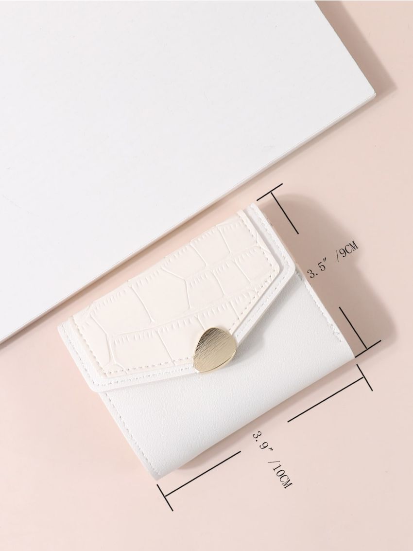 Crocodile Embossed Fold Over Small Wallet