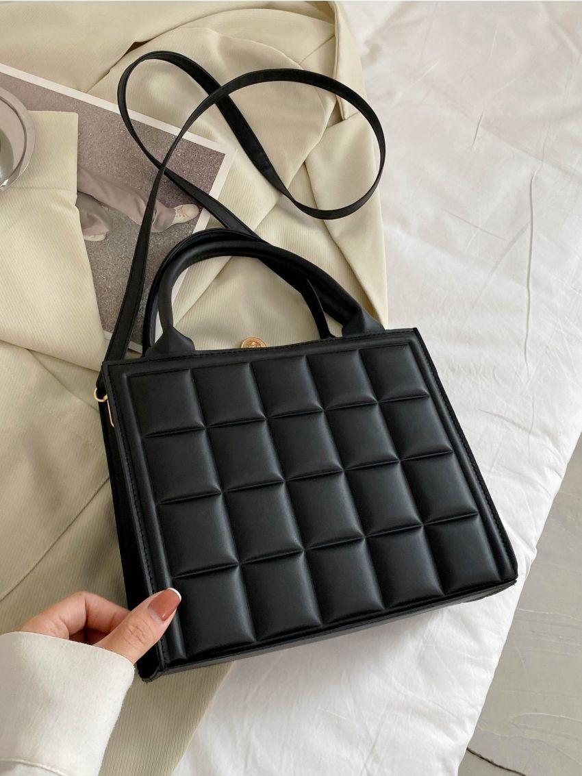 Geo Embossed Zip Square Bag