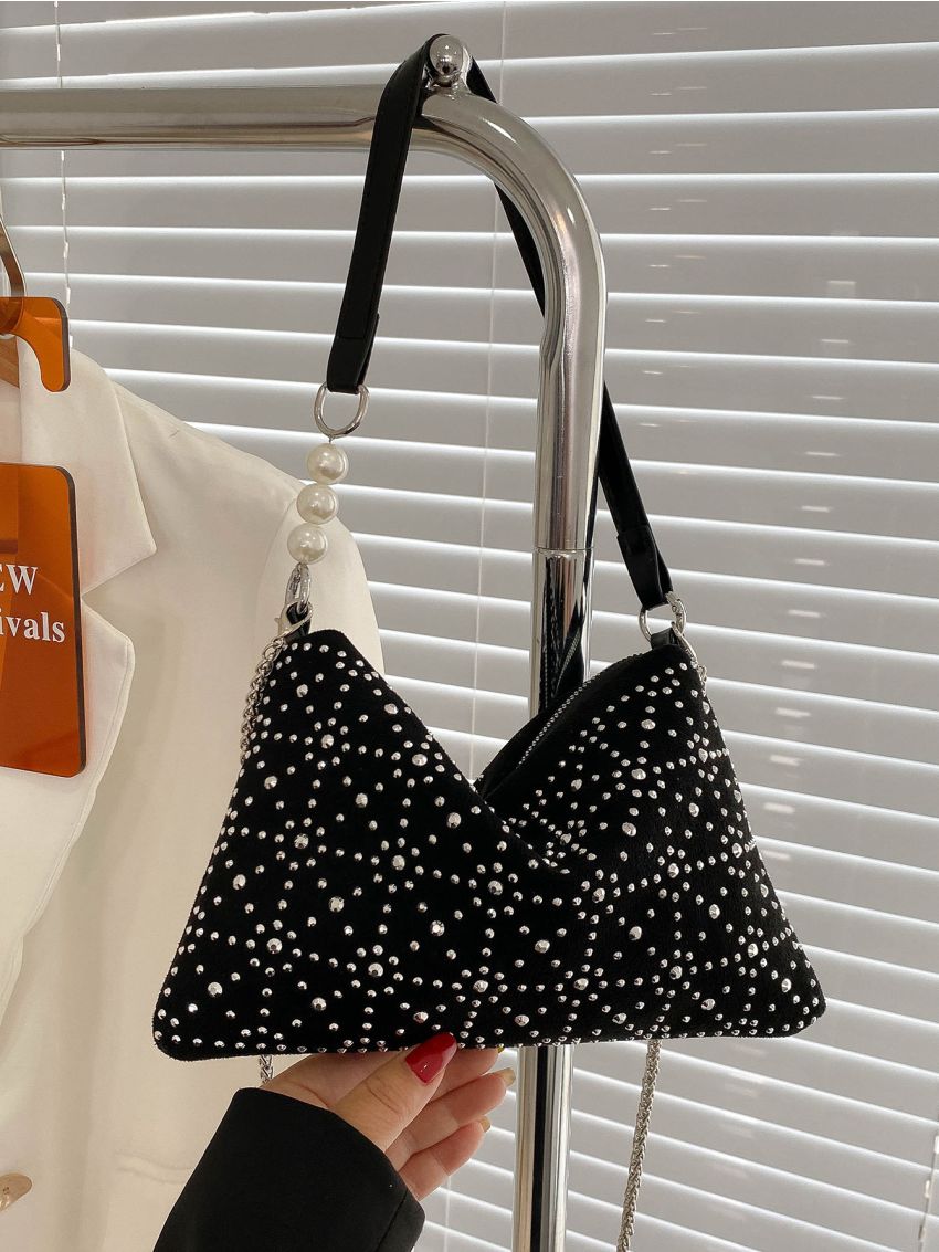 Studded & Faux Pearl Decor Square Bag