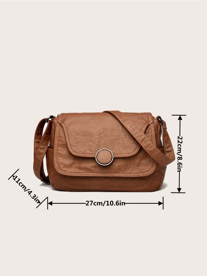 Stitch Detail Flap Square Bag