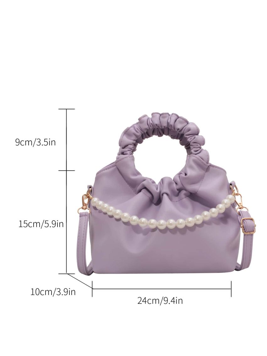 Faux Pearl Decor Ruched Bag